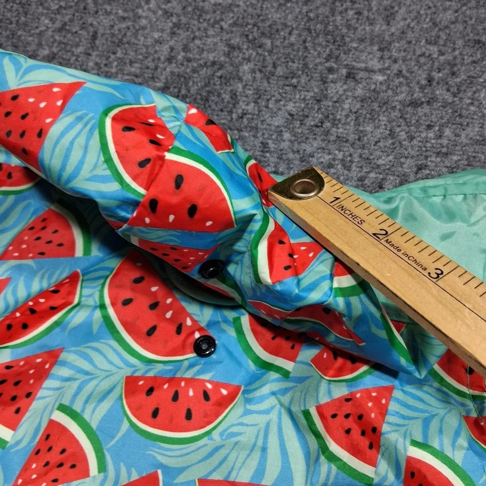 Watermelon Print Dog Raincoat Hooded Blue‎ Tropical Fruit Pet Jacket Small